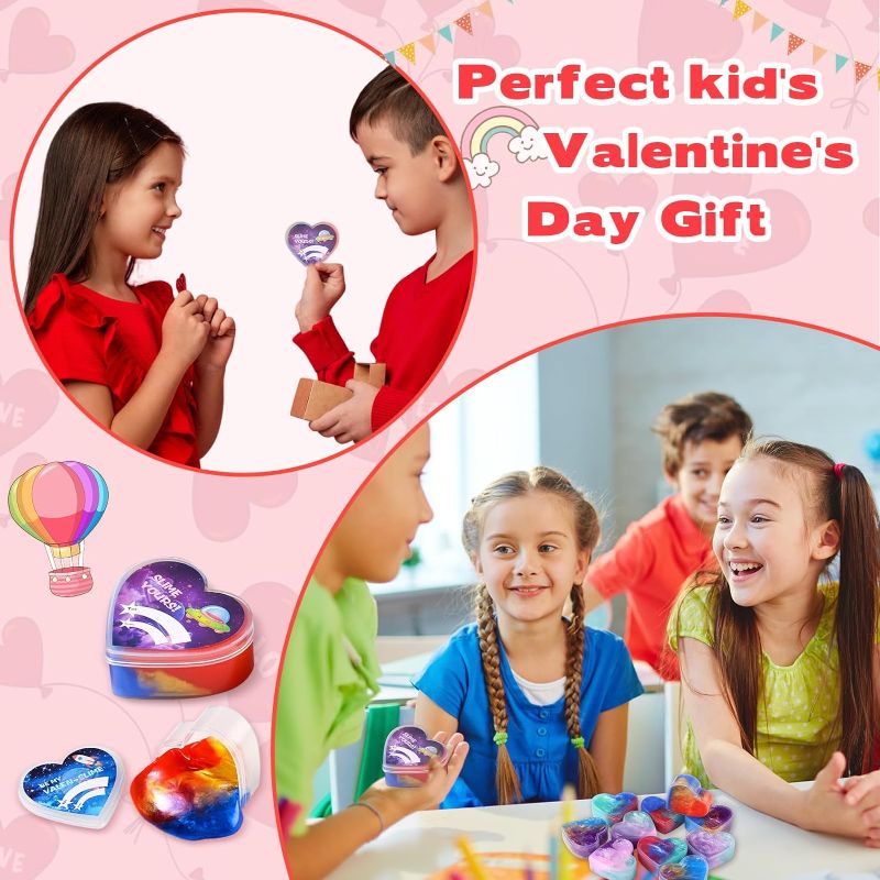 Photo 1 of 28 PCS Galaxy Slime Valentines Day Gift with Greeting Cards, Valentines Classroom Exchange Gifts for Kids, Valentine Party Favor Toy Set School Supplies Classroom Activities Prize Rewards