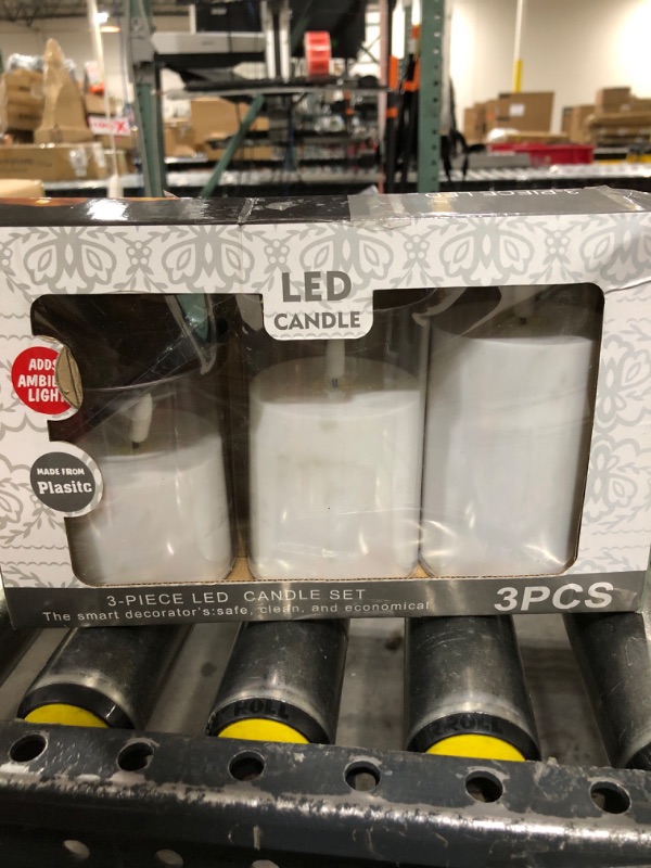 Photo 3 of  Flickering Flameless Candles: Built-in Star String Lights Unbreakable Acrylic 3D Wick Battery Operated LED Pillar Candles - Battery Candles with Remote and Timer 3 Pack Pure White