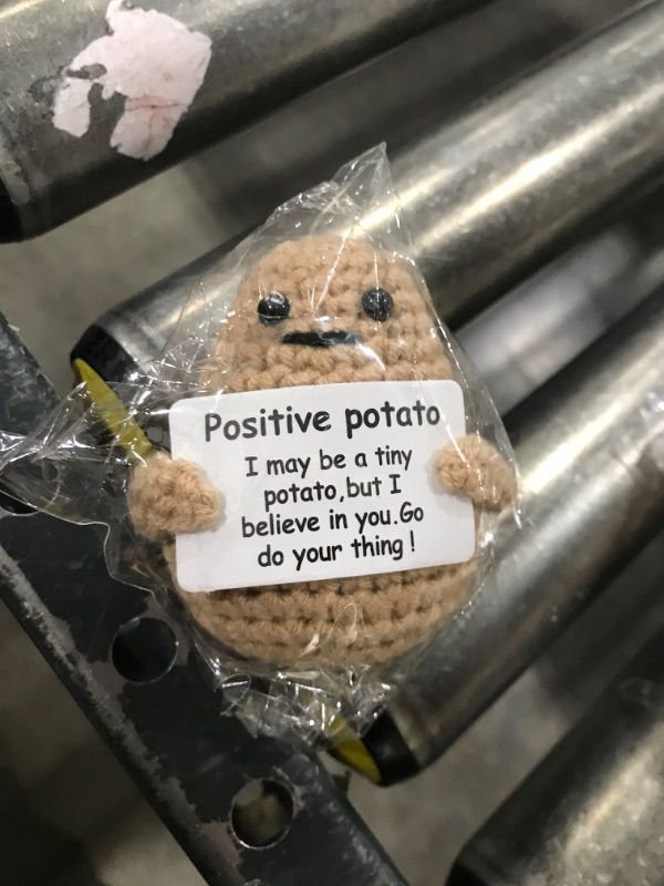 Photo 2 of Mini Funny Positive Potato, 3 inch Knitted Potato Toy with Positive Card Creative Cute Wool Inspirational Potato Crochet Doll Cheer Up Gifts for Friends Party Halloween Decoration Encouragement