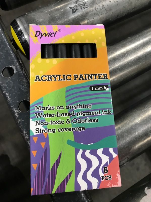 Photo 1 of Dyvicl Black Paint Pens, Acrylic Black Paint Markers for Rock Painting, Stone, Ceramic, Glass, Wood, Fabric, Canvas, Metal, DIY Crafts Making, 6 Pack Acrylic Paint Markers Fine Point