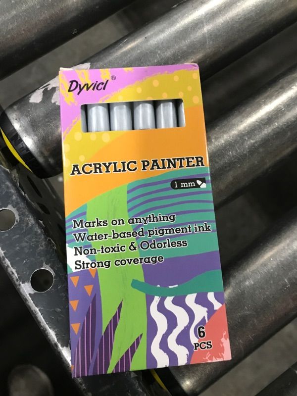 Photo 2 of Dyvicl Silver Paint Pens, Acrylic Silver Paint Markers for Rock Painting, Stone, Ceramic, Glass, Wood, Fabric, Canvas, Metal, DIY Crafts Making, 6 Pack Acrylic Paint Markers Fine Point