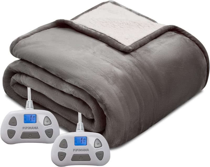 Photo 1 of Electric Blanket Queen Size Dual Control,Flannel & Sherpa Plush 84"x 90" Quick Heating Blanket Heating Blanket with10 Heating Levels,12 Hours Auto-Offmachine Washable(Dark Grey)
