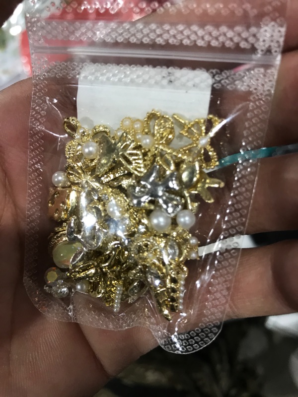 Photo 2 of 50pcs Random Gold Nail Charms Bling Zircon Nail Rhinestones,3D Mix Styles Metal Nail Flower&Butterfly Nail Charms,Nail Jewels Charms for Women Girl Making Crafts DIY Manicure (Gold)