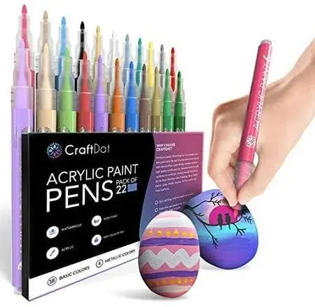 Photo 1 of CraftDat 22 Acrylic Paint Pens Extra Fine Tip 0.7mm For Glass,Canvas,Wood,Rock and Fabric Painting-Non Toxic Acrylic Markers for DIY Art and Crafts, and Christmas with Opaque and Odorless Ink