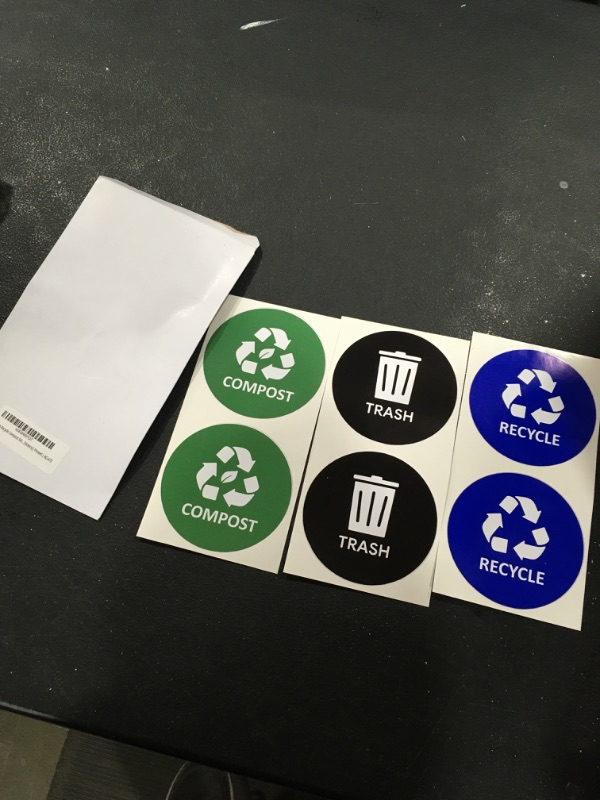 Photo 2 of 2 Pack Trash Compost Recycle Stickers for Trash Can 3 pc Combo Set| Weatherproof Waste Management Decal Label Signs for Garbage Cans and Recycling Bins