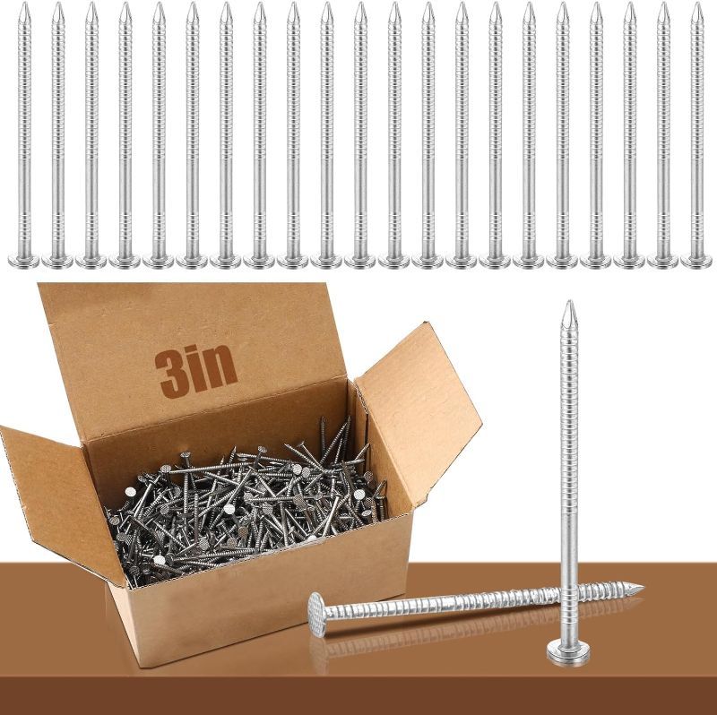 Photo 1 of 2 Pound Box Siding Nails Roofing Tile and Slating Nails Rust Resistant 304 Stainless Steel Nails Hardware Nails for Redwood, Cedar Wood Siding Nail, Decking, Roof Slating(3 Inch)