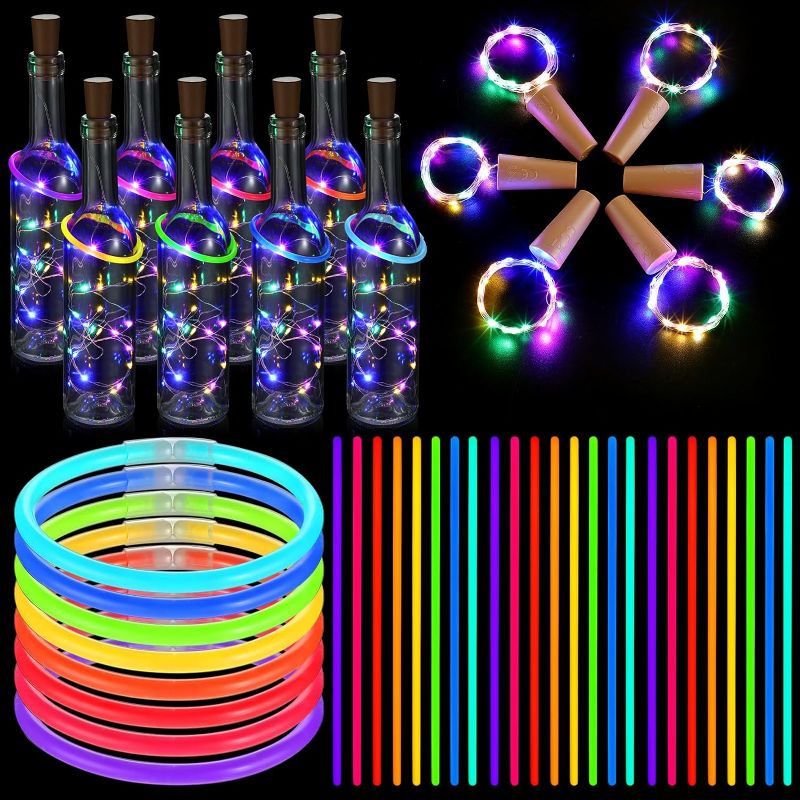 Photo 1 of 52 Pcs Ring Toss Games Include 40 LED Ring Toss 6 Glass Bottles 6 Wine Bottle Lights with Cork Glow in The Dark Backyard Games for Adults Kids Carnival Lawn Outdoor Party Favors
