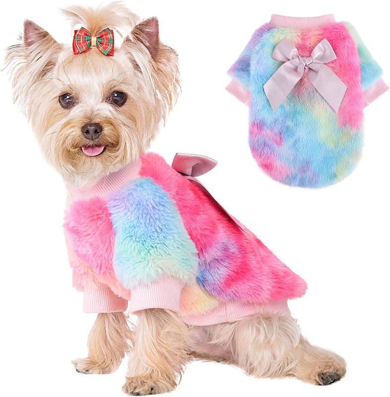 Photo 1 of [Size Small]  Dog Clothes Chihuahua Fleece Sweaters XXS Winter Warm Puppy Sweaters Boys Girls Tiny Dog Outfits for Teacup Yorkie Puppies Pet Doggie Sweaters for Small Dogs (Small, Pink) 