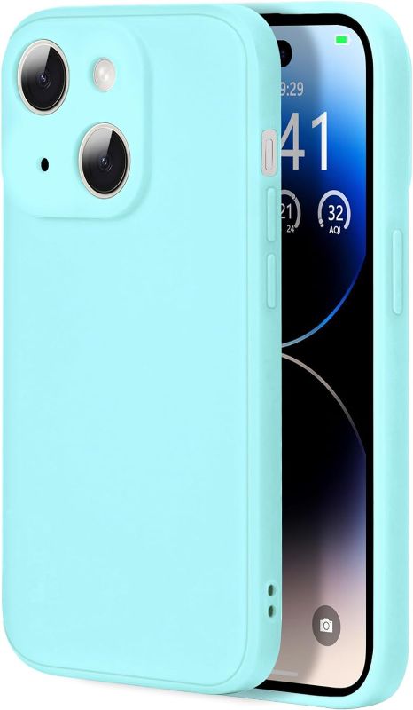 Photo 1 of AmoraAqua Compatible with iPhone 14 6.1 Inches, Soft Scratch Resistant Liquid Silicone Fine Hole Shockproof Protective Case,Light Blue 