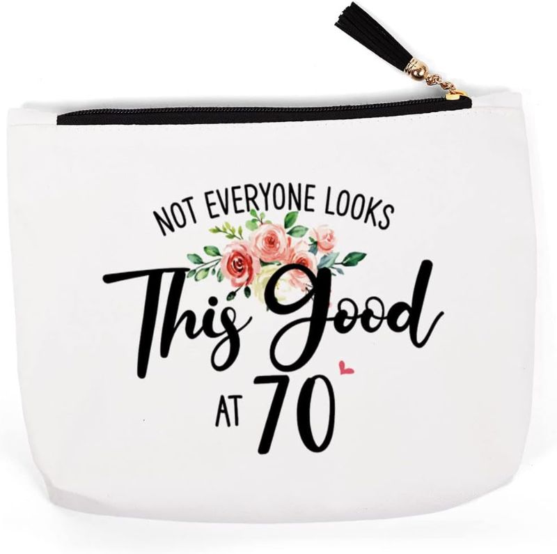 Photo 1 of 50th Birthday Gifts for Women, Makeup Bag for Mom, Wife, Grandma, Friend, Sister, Colleague, Coworker, Teacher, Boss, Teacher, Aunt, Godmother, Female, Not Everyone Looks This Good At 50 Cosmetic Bag