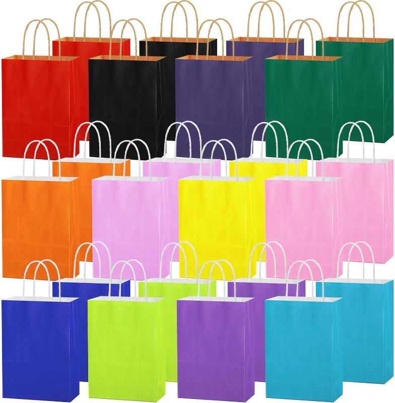 Photo 1 of 156 Packs Paper gifts Bags with Handles Bulk 5.91 x 3.15 x 8.27 Small Gift Bags 12 Colors Party Favor Bags Bulk Suitable for Birthday Parties Candy Gifts Wrapping
