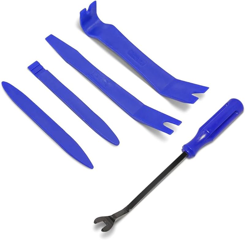 Photo 1 of ZBGUN 5 PCS Car Instrument Disassembly Combination Kit, Nylon Ergonomic Audio Decorative Panel Fastener Disassemble Parts, Multi-Functional Universal Practical Accessories, for Most Car Models (Blue)