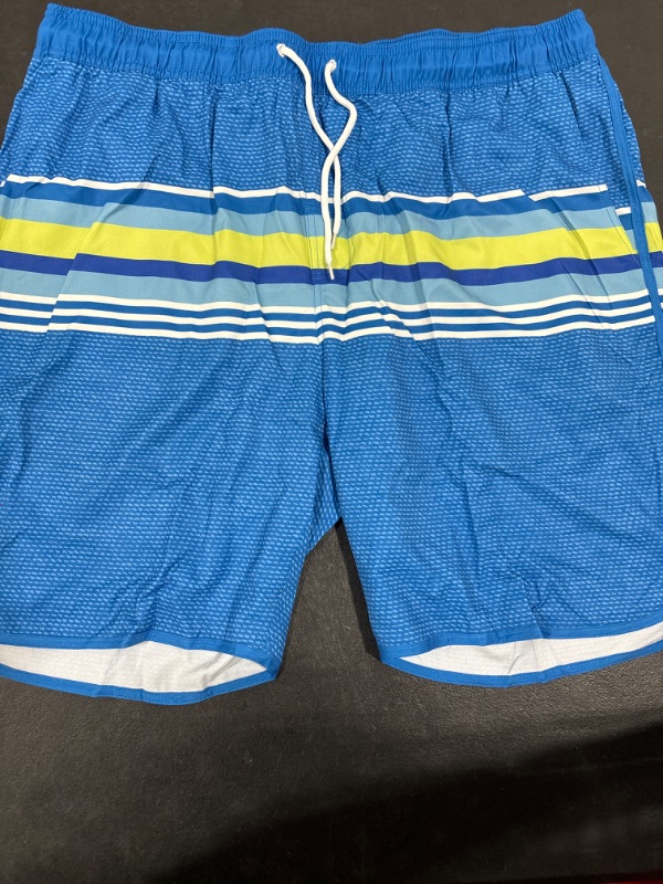 Photo 1 of Idgreatim Men's Swim Trunks with Compression Liner 7 Inch Inseam Board Shorts Swimwear Quick Dry Hawaii Bathing Suit 2XL