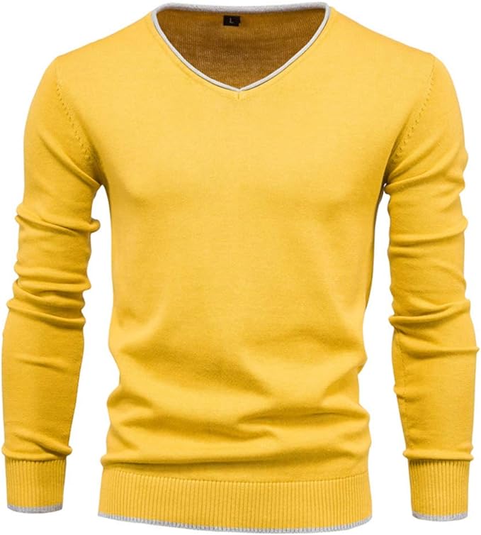 Photo 1 of Esobo Men's Cotton V Neck Sweater Knitted Jumper Sweater Long Sleeve Pullover Top - SIZE MEDIUM 
