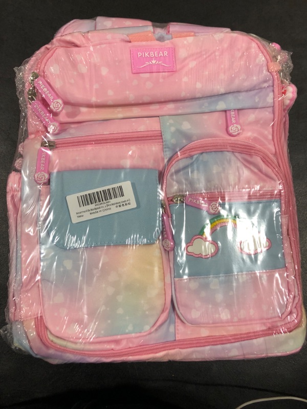 Photo 2 of Kids Backpack Kawaii Girls Backpacks Elementary Bookbags with Compartments Middle School Bags Women Casual Daypacks (Pink Rainbow, Large) Large Pink Rainbow