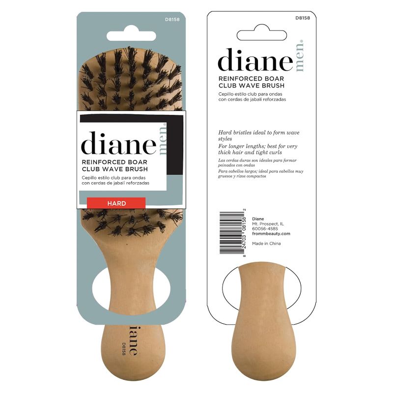 Photo 1 of Diane Reinforced Boar Bristle Club Wave Brush for Men and Barbers – Hard Bristles for Thick to Coarse Hair – Use for Detangling, Smoothing, Wave Styles, Restore Shine and Texture Size 9 (Pack of 1)