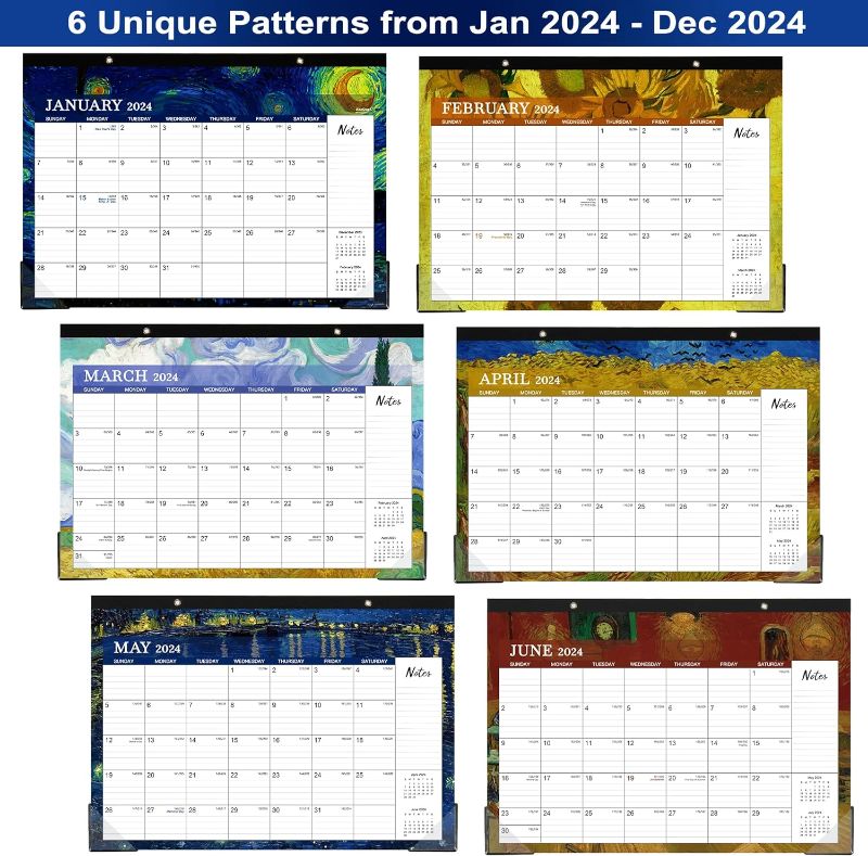 Photo 2 of 2024 Desk Calendar - Calendar 2024 from January 2024 - December 2024, 12 Months Desk Calendar with 17" x 12", Ruled Blocks, To-do List & Notes, Best Desk Calendar for Organizing
