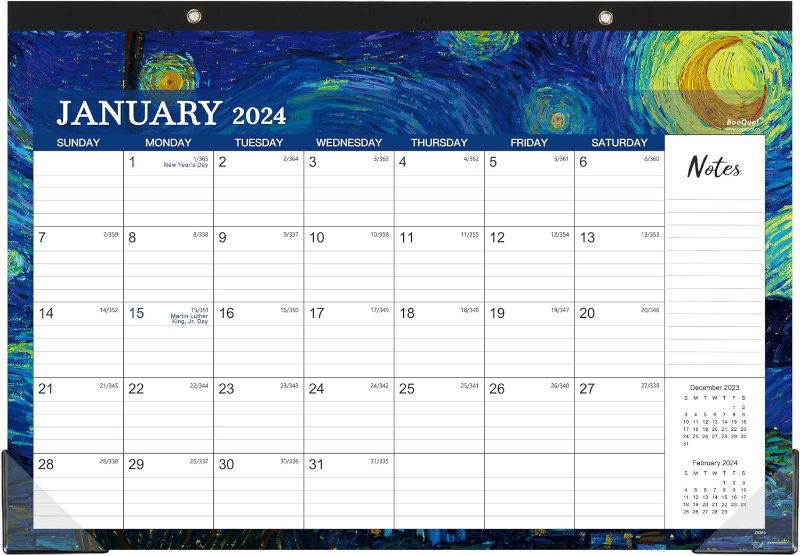 Photo 1 of 2024 Desk Calendar - Calendar 2024 from January 2024 - December 2024, 12 Months Desk Calendar with 17" x 12", Ruled Blocks, To-do List & Notes, Best Desk Calendar for Organizing
