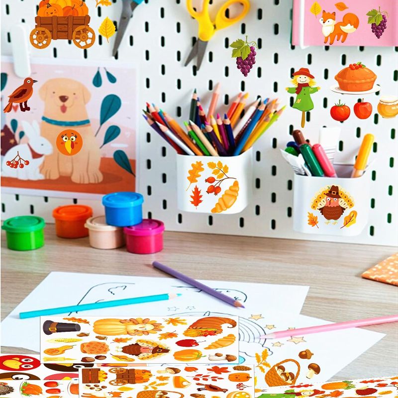 Photo 1 of 360PCS Thanksgiving Stickers for Kids, Cute Fall Thanksgiving Turkey Stickers for Thanksgiving Gifts Party Decoration Thanksgiving Party Favors Supplies B-yellow