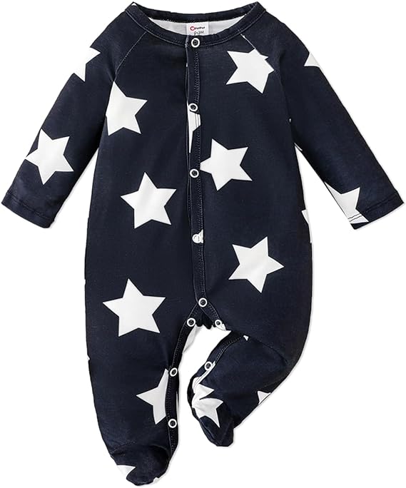 Photo 1 of [Size 6-9mo] PATPAT Baby Boy Basic Geometric Printed Long Sleeve Pajama- Stripes