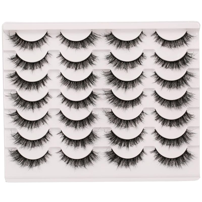 Photo 1 of Gmagictobo False Eyelashes Extensions Look Natural Cat Eye Lashes Pack Short Wispy 3D Faux Mink Lashes Fluffy False Lashes 14 Pairs Multipack 