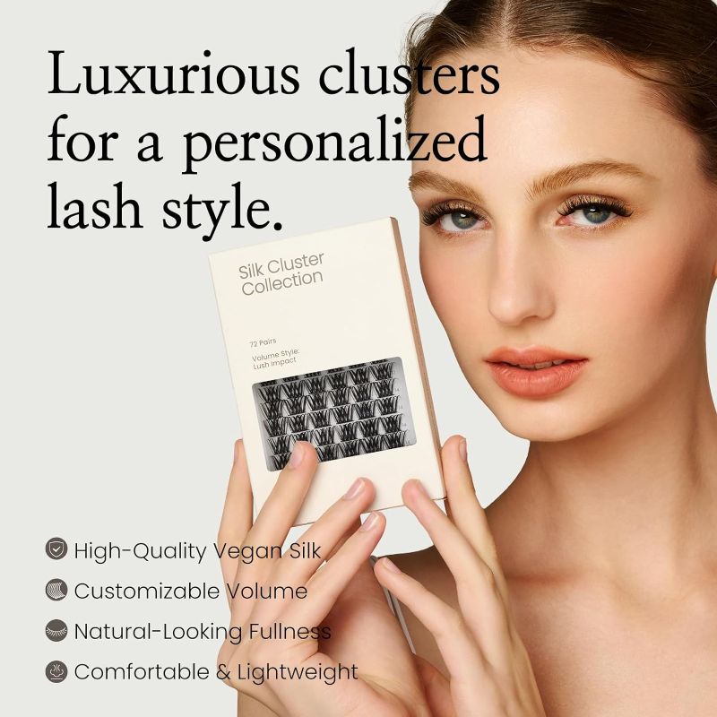 Photo 1 of Silk Cluster Lashes, DIY Individual Eyelashes At Home Extensions, Full and Defined Lashes for Chic Medium Glam, Versatile for Party or Everyday, 72 Lash Clusters Lash Radiance