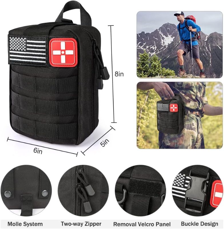 Photo 1 of 235Pcs Emergency Survival Kit and First Aid Kit Professional Survival Gear Tool with IFAK Molle System Compatible Bag, Gift for Men Camping Outdoor Adventure Boat Hunting Hiking & Earthquake Black