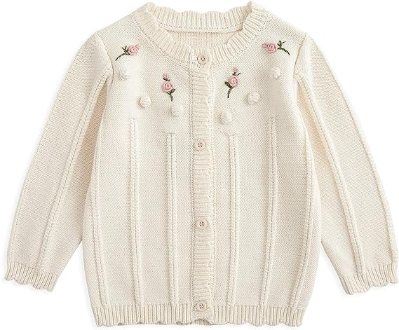 Photo 1 of [Size 18-24mo] Simplee kids Baby Girl Thin Sweater Solid White Pink Cardigans for Toddler