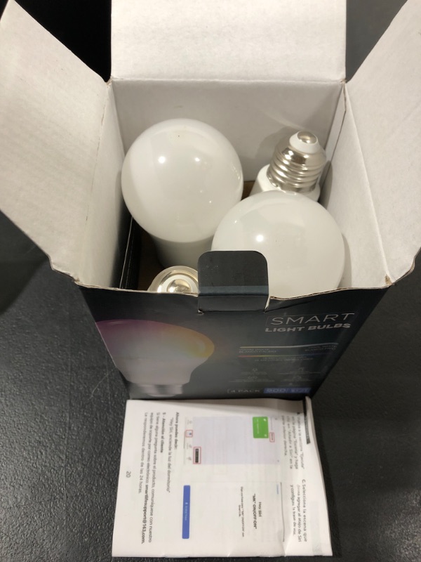 Photo 2 of Aovpex Smart WiFi Light Bulbs Work with Alexa & Google Home (No Hub Required, 2.4GHz Only), A19 E26 Dimmable LED Bulb RGBCW Color Changing 2700-6500K 10W (80W Equivalent) 900LM, 4 Pack 2700k-6500k Smart Bulb(4 Pack)