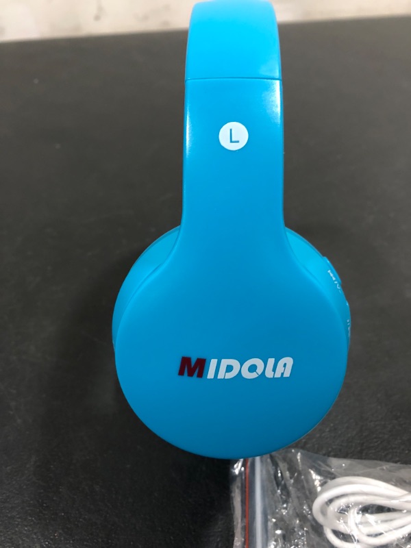Photo 2 of MIDOLA Headphones Bluetooth Wireless Kids Volume Limit 85dB /110dB Over Ear Foldable Noise Protection Headset/Wired Inline AUX Cord Mic for Children Boy Girl Travel School Phone Pad Tablet PC Blue
