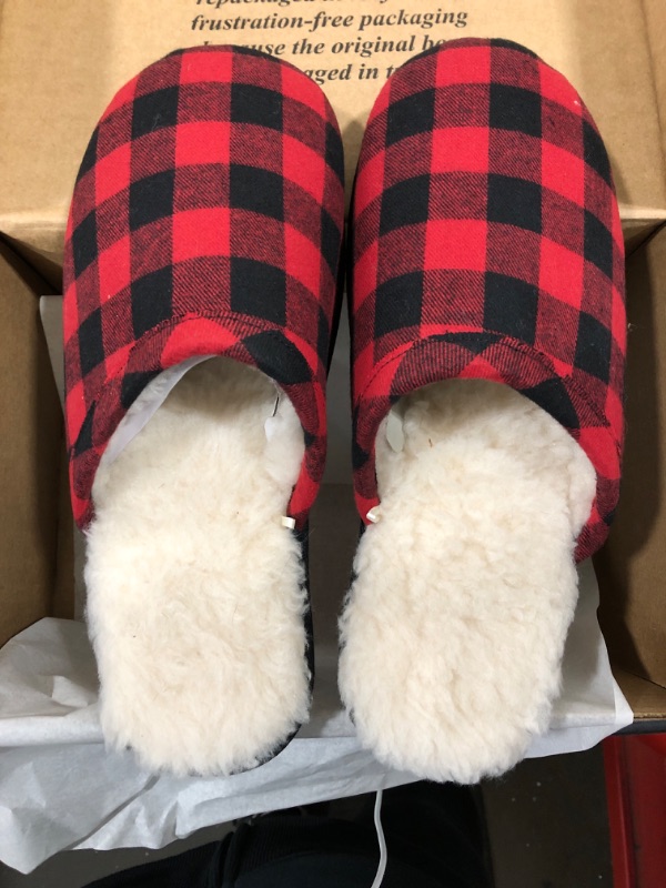 Photo 2 of [Size Mens 11] Christmas Gifts Slippers for Women Buffalo Plaid Ballerina Slippers Anti Slip Winter Indoor Slippers for Christmas