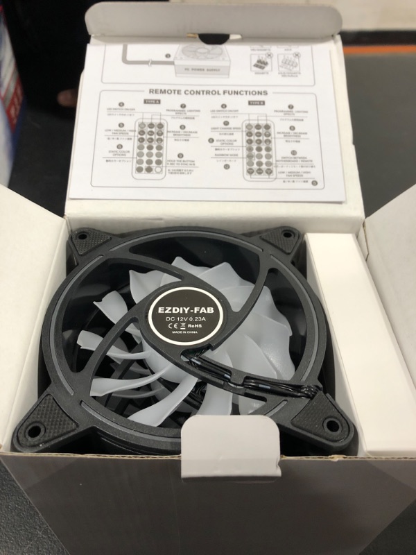 Photo 2 of EZDIY-FAB Moonlight 120mm RGB Case Fan with Fan Hub X and Remote,Motherboard Aura SYNC,Speed Control,Addressable Fan for PC Case-6 Pack