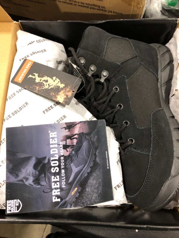 Photo 2 of [Size 10W] FREE SOLDIER Waterproof Hiking Work Boots Men's Tactical Boots 6 Inches Lightweight Military Boots Breathable Desert Boots 8 Black(not Waterproof/Thin Fabric)