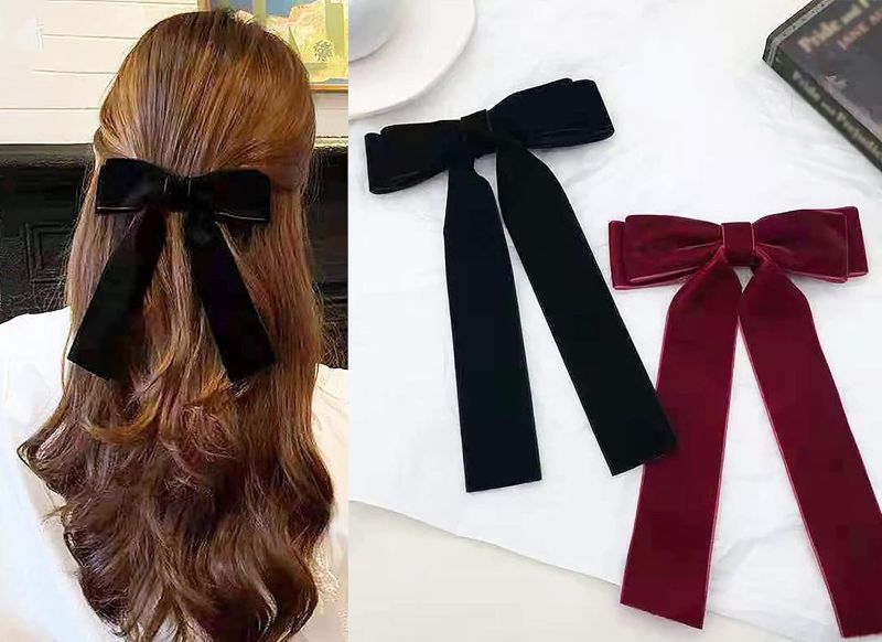 Photo 1 of 2 pcs Velvet Hair Ties, Bows for Women,Back to School Gifts