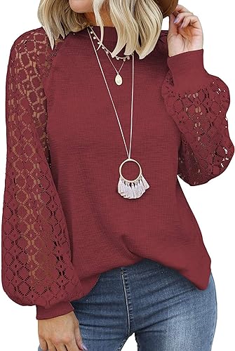 Photo 1 of [Size L] MIHOLL Women’s Long Sleeve Tops Lace Casual Loose Blouses T Shirts

