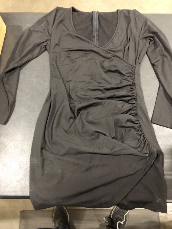 Photo 2 of [Size L] Women's Long Sleeve Scoop Neck Gratitude Dress- Black