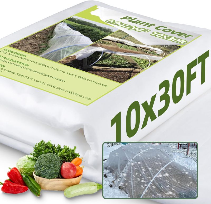 Photo 1 of 0.9oz Frost Cloth Plant Covers Freeze Protection, 10x30FT Frost Blanket for Outdoor Plants for Winter Cold Weather, Floating Row Cover for Garden Bed Vegetables
