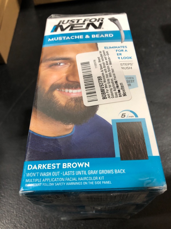 Photo 2 of 3 PACK Just For Men Mustache & Beard Coloring for Gray Hair, M-50 Darkest Brown