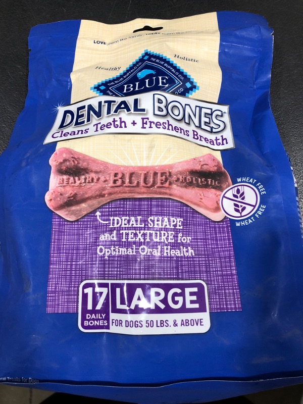 Photo 1 of 1 PK Blue Buffalo Large Blue Bones Natural Dog Dental Chews, 27-Ounce each EXPIRE APRIL 19 2024