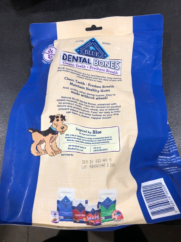 Photo 2 of 1 PK Blue Buffalo Large Blue Bones Natural Dog Dental Chews, 27-Ounce each EXPIRE APRIL 19 2024