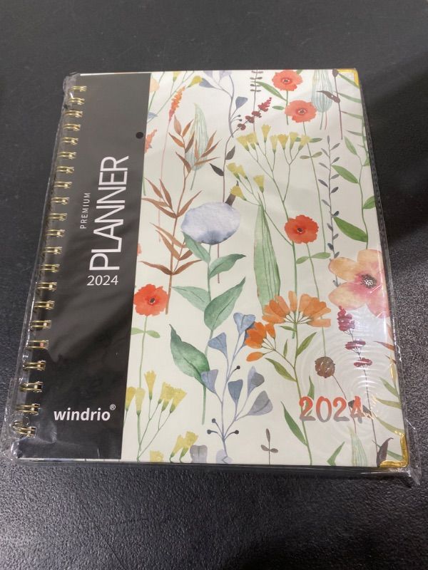 Photo 3 of Planner 2024 Daily Weekly Monthly Teacher Planner, 8.5"x11", Academic Hardcover Planner DEC 2023 to DEC 2024, 13-Month School Organizer, Spiral Notebook with Stickers, Inner Pocket, Coated Tabs Watercolor Flower LARGE: 8.5" x 11"