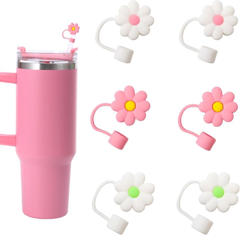 Photo 1 of 2 PACK Mikinya Flower Straw Cover for Stanley 30&40 Oz Tumbler, 0.4in Diameter Cute Silicone Straw Covers Cap for Stanley Cup Accessories,Reusable Drinking Straw Tips Lids(6Pcs Colorful Flower)
