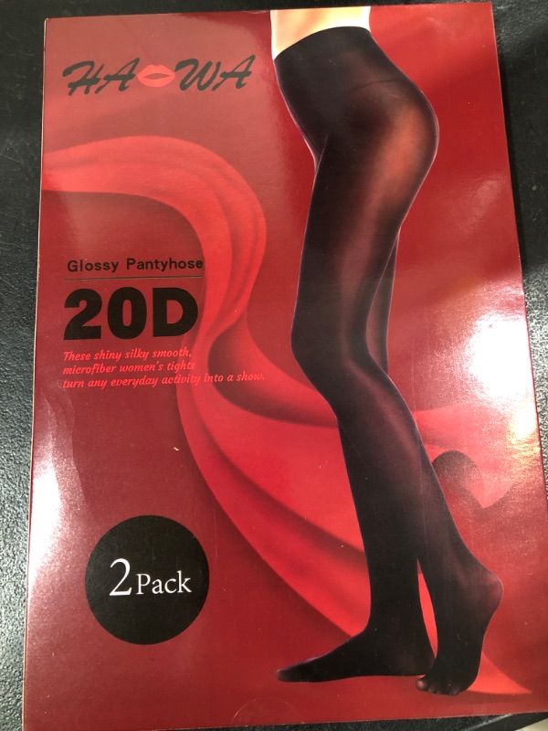 Photo 2 of HA WA 2 Pairs Women's Shiny Slimming Tights, Super Sexy High Waist Tummy Compression Pantyhose  SIZE LARGE