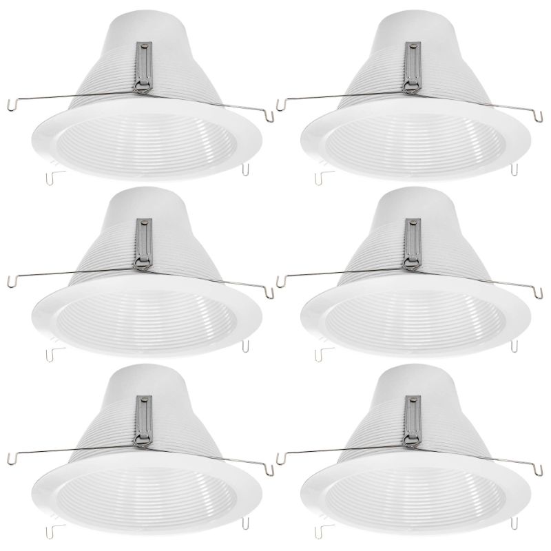 Photo 1 of [6-Pack] PROCURU 6-Inch Recessed Light Shorty Cone Trim, Weatherproof Air-Tight, IC-Rated, White White (6-pack)