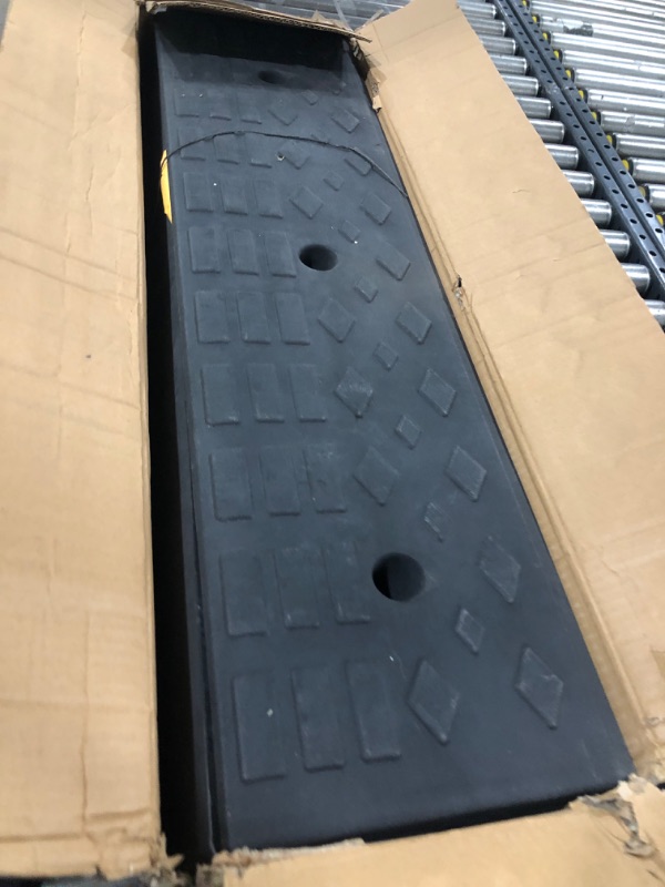 Photo 2 of 4" Rise Rubber Curb Ramps Heavy Duty Driveway Curb Ramp 10 Ton Car Slope Ramp for Sidewalk Cars RV Trucks Shed Access Bike Pets Scooter Wheelchair 39.4x9.8x4inch (2)