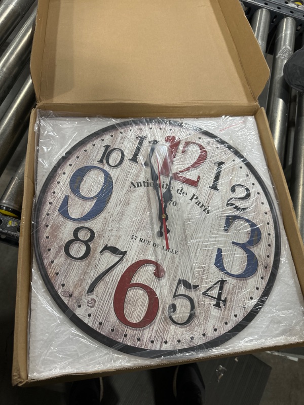 Photo 1 of 12 inch Retro Wall Clock, Thick Wood Kitchen Clock Silent Non-Ticking Wall Clocks Battery Operated, Rustic Vintage Decorative Clocks for Living Room, Kitchen, Office, Bedroom, Laundry Room