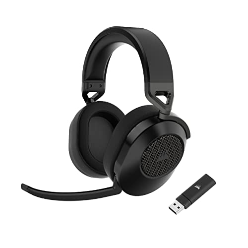 Photo 1 of CORSAIR HS65 WIRELESS GAMING HEADSET - LOW-LATENCY 2.4GHZ WIRELESS OR BLUETOOTH®, DOLBY® AUDIO 7.1 SURROUND SOUND, LIGHTWEIGHT, OMNI-DIRECTIONAL MICROPHONE, ON-EAR AUDIO CONTROLS - CARBON Produto Registrado em Estados Unidos
