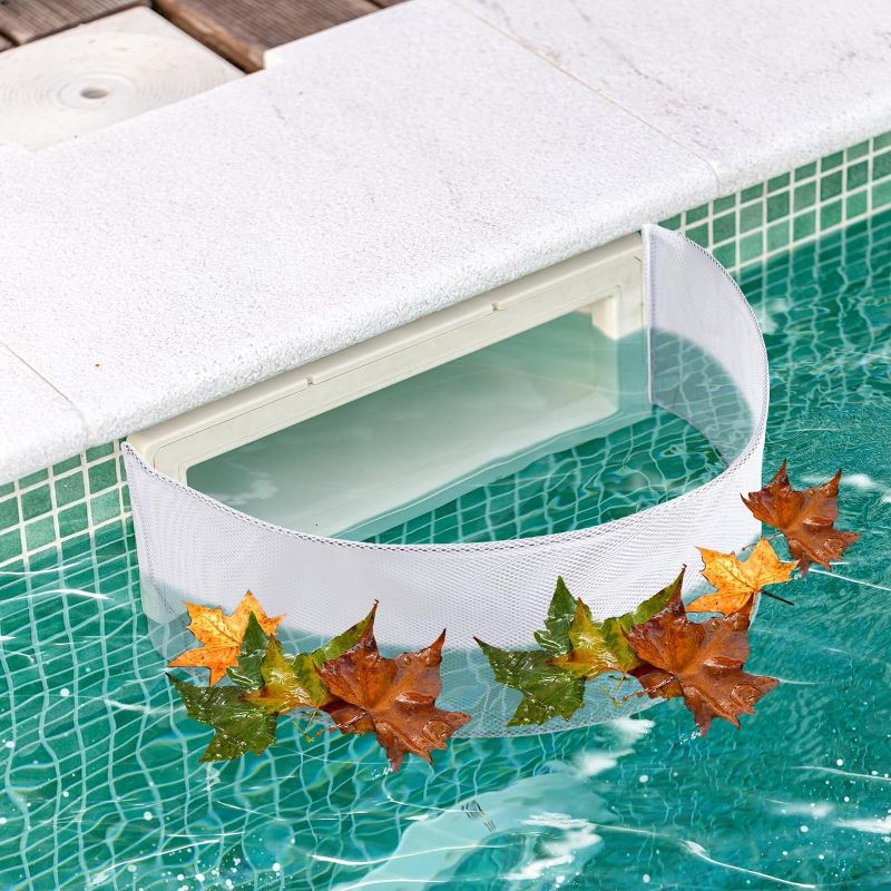 Photo 1 of 2 Pcs Pool Skimmer Guard Pool Skimmer Net Swimming Pool Leaf Skimmer Net White Pool Leaf Net for Inground Above Ground Vinyl Lined Fiberglass Pool Only Leaf Protection Cleaning Floating Debris
