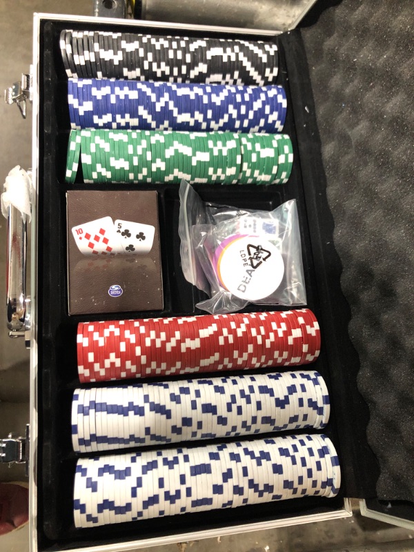 Photo 2 of Cardinal Classics, 300-Piece Poker Set with Aluminum Carrying Case & Professional Weight Chips Plus 5 Poker Dice, for Adults and Kids Ages 8 and up