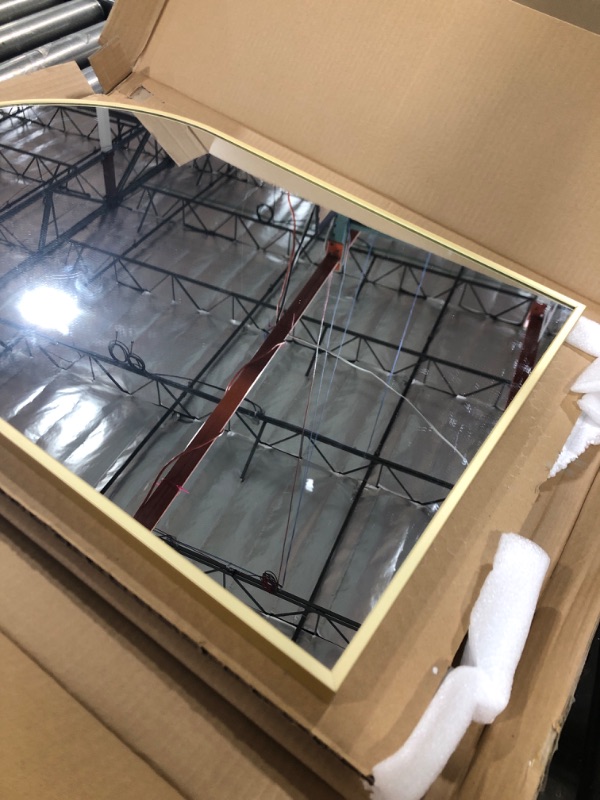 Photo 1 of 24x16 Arch Mirror Rectangle Wall Mounted Metal Frame Mirrors for Entryway Bedroom Bathroom Living Room 24 16 inch Gold